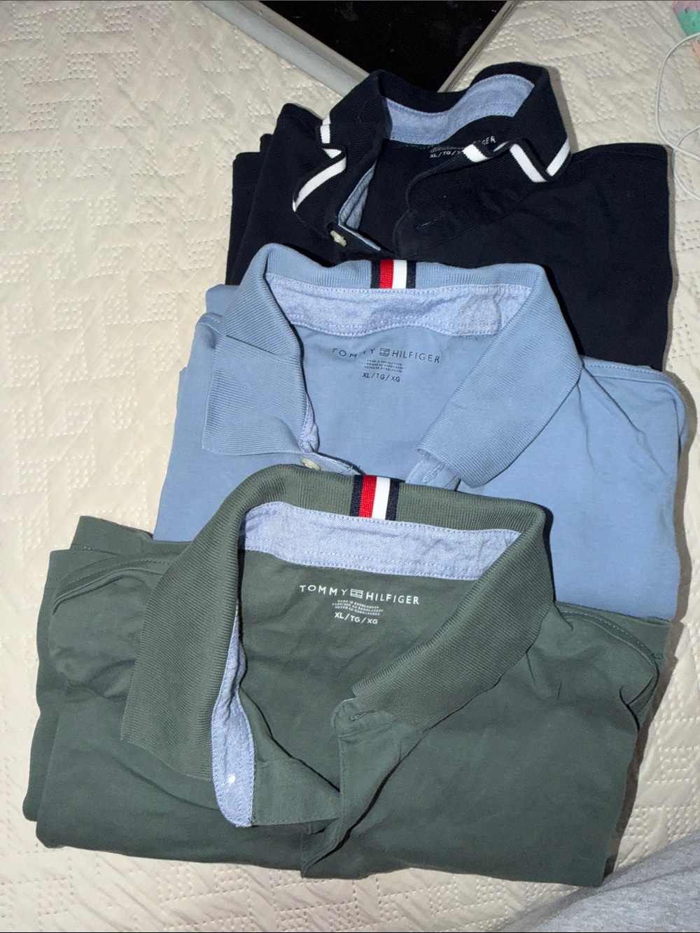 Tommy Hilfiger Men's Polo Pack - Olive Green, Light Blue, Navy